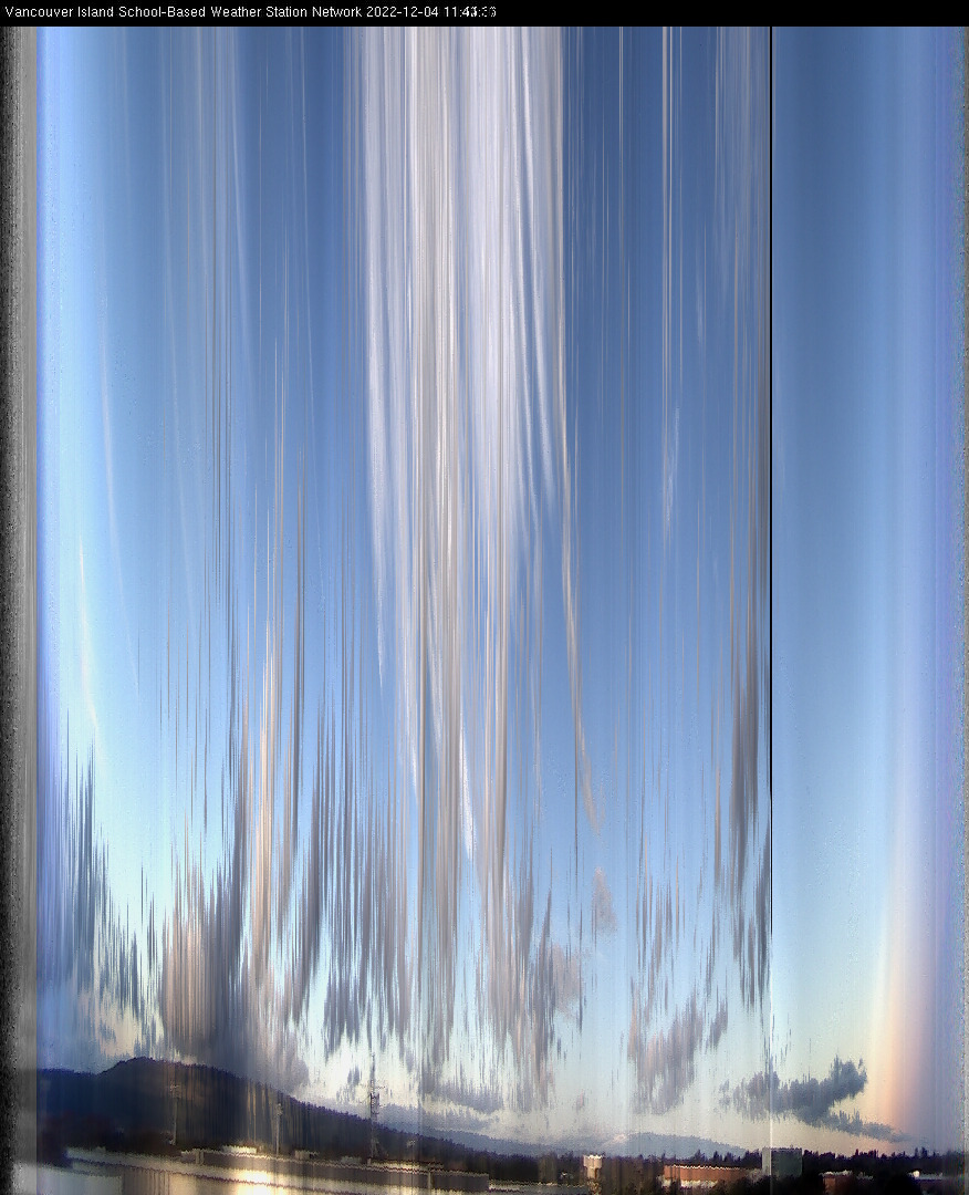 image of the sky seen from UVic, each column of pixels is a different minute, keogram