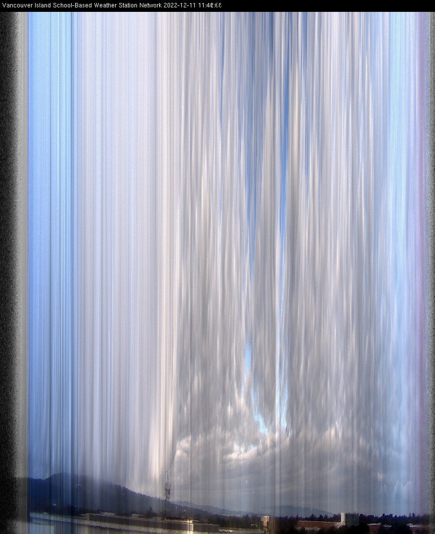 image of the sky seen from UVic, each column of pixels is a different minute, keogram