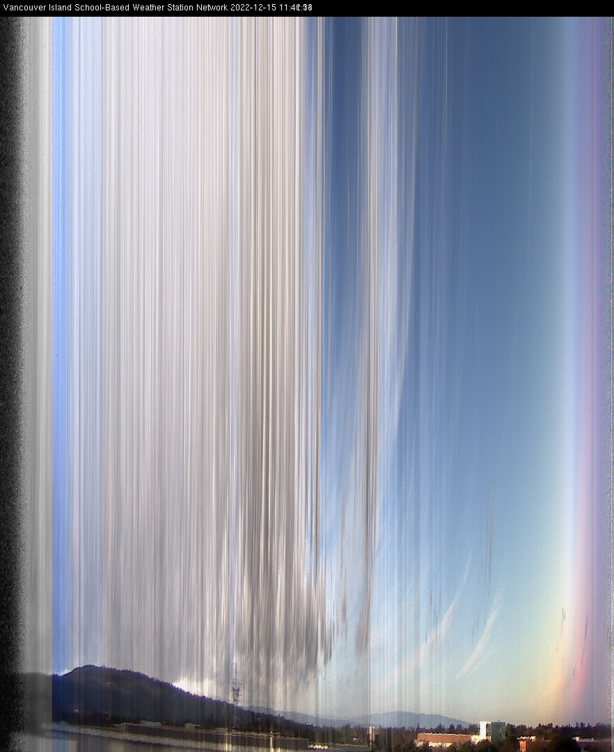 image of the sky seen from UVic, each column of pixels is a different minute, keogram