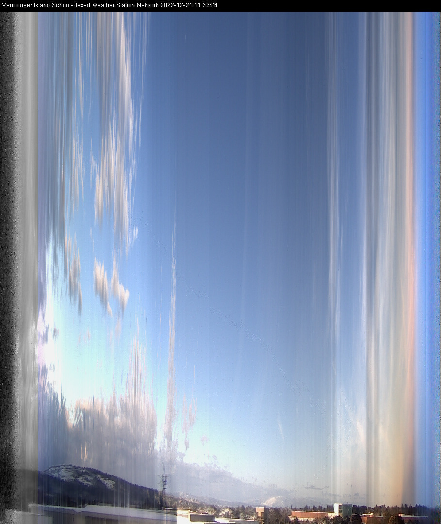 image of the sky seen from UVic, each column of pixels is a different minute, keogram
