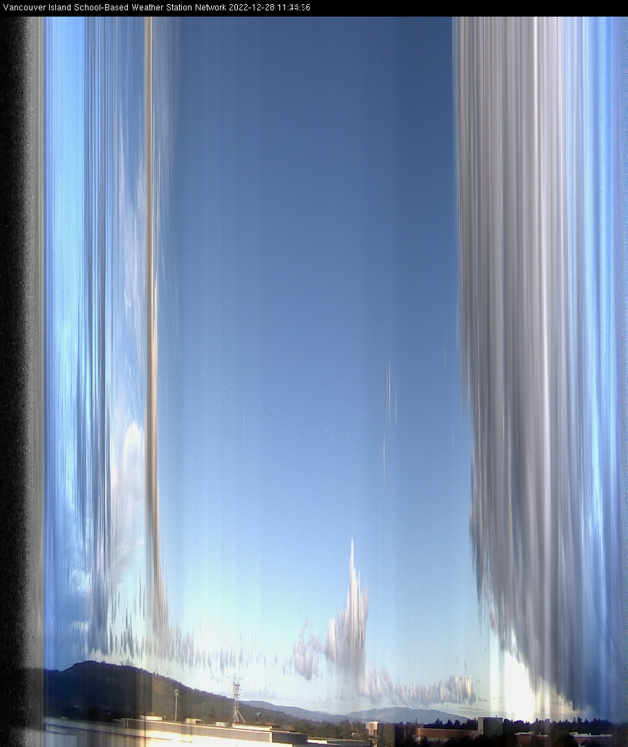 image of the sky seen from UVic, each column of pixels is a different minute, keogram