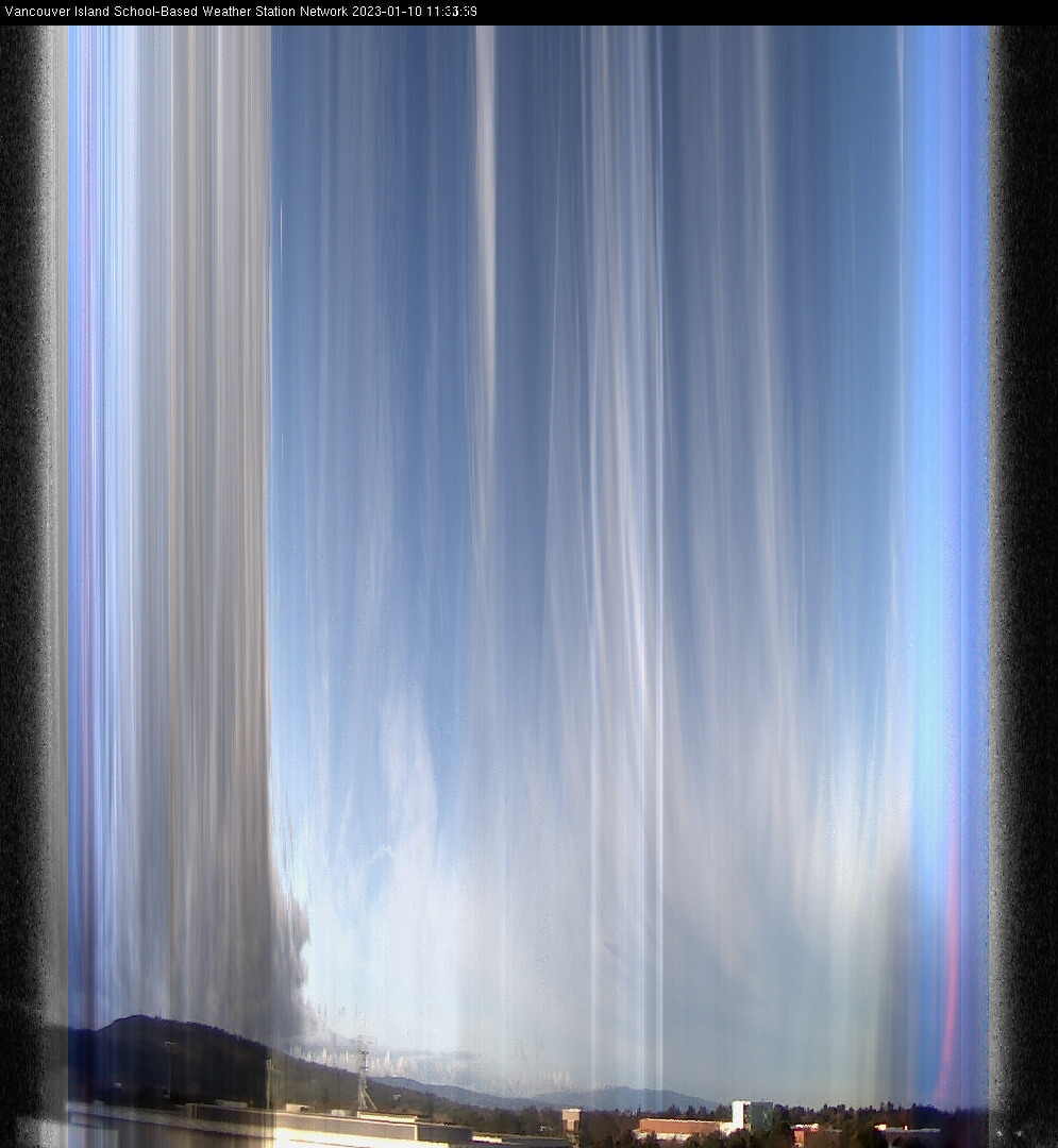 image of the sky seen from UVic, each column of pixels is a different minute, keogram