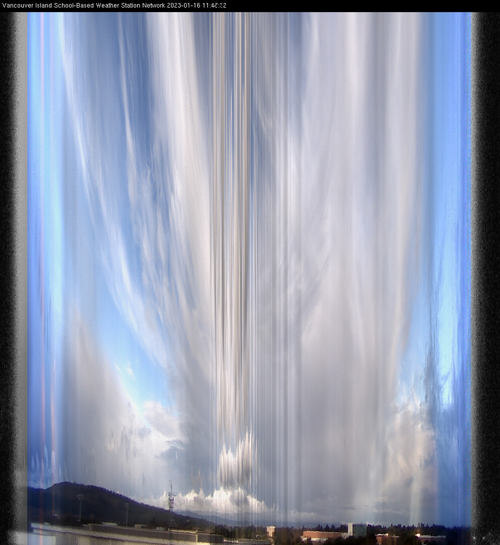 image of the sky seen from UVic, each column of pixels is a different minute, keogram