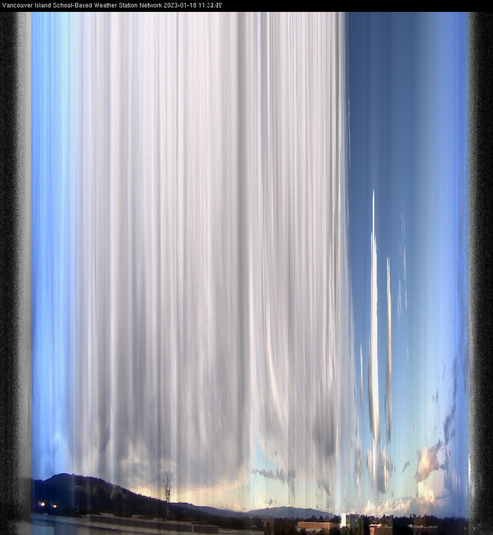 image of the sky seen from UVic, each column of pixels is a different minute, keogram