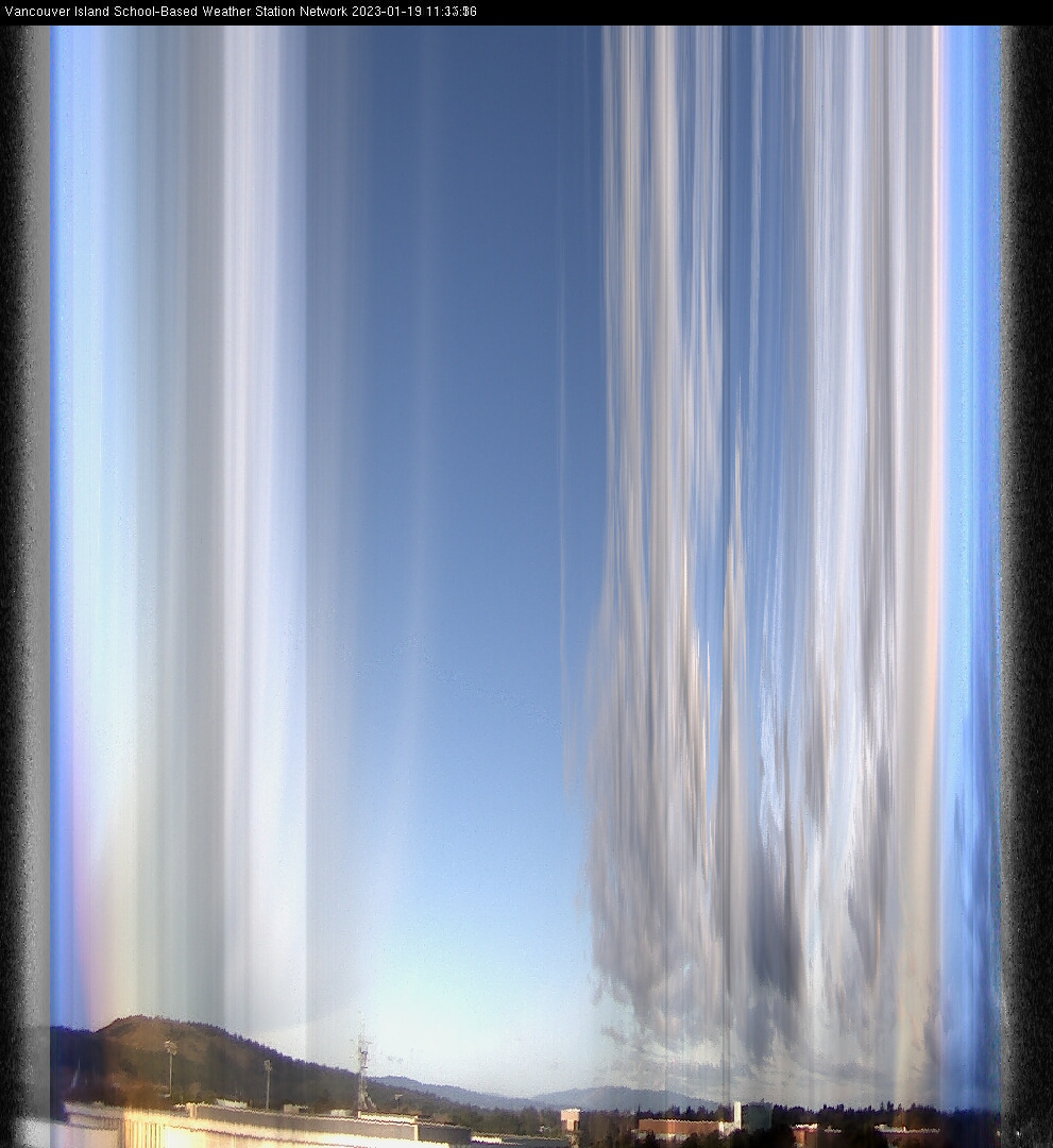image of the sky seen from UVic, each column of pixels is a different minute, keogram