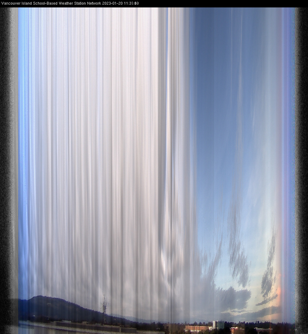 image of the sky seen from UVic, each column of pixels is a different minute, keogram