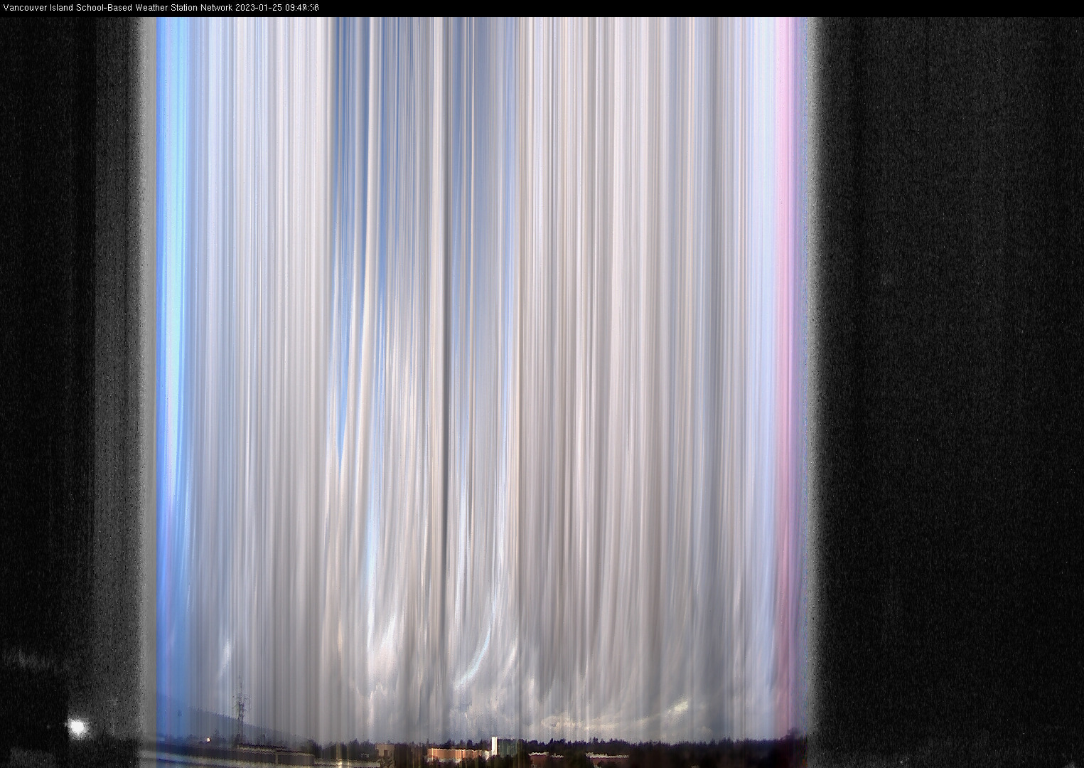 image of the sky seen from UVic, each column of pixels is a different minute, keogram