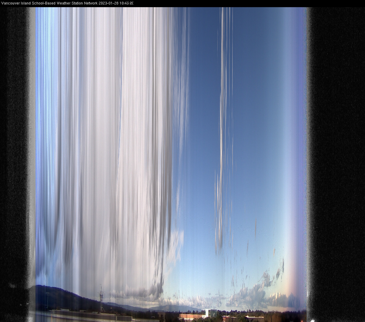 image of the sky seen from UVic, each column of pixels is a different minute, keogram