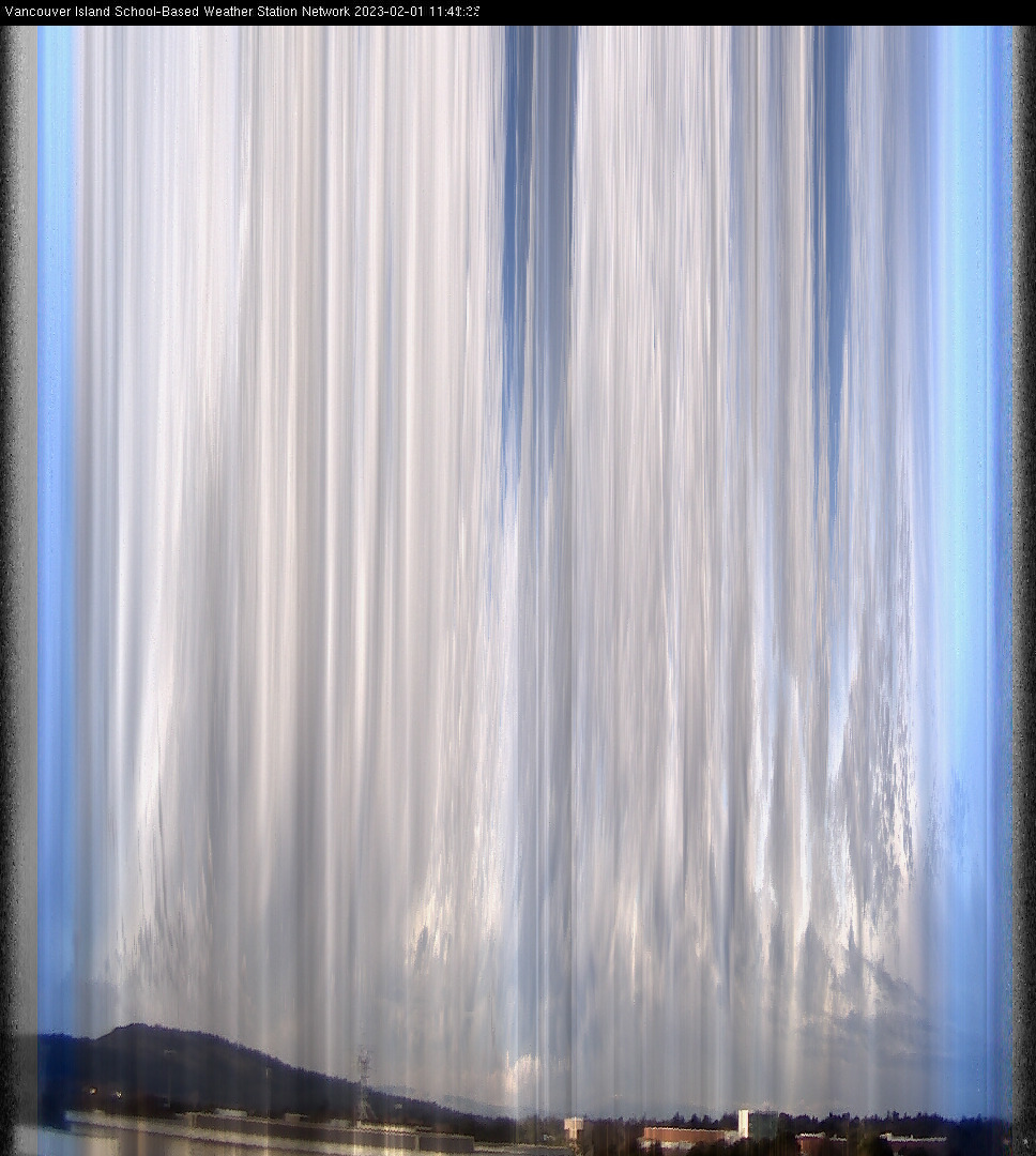 image of the sky seen from UVic, each column of pixels is a different minute, keogram