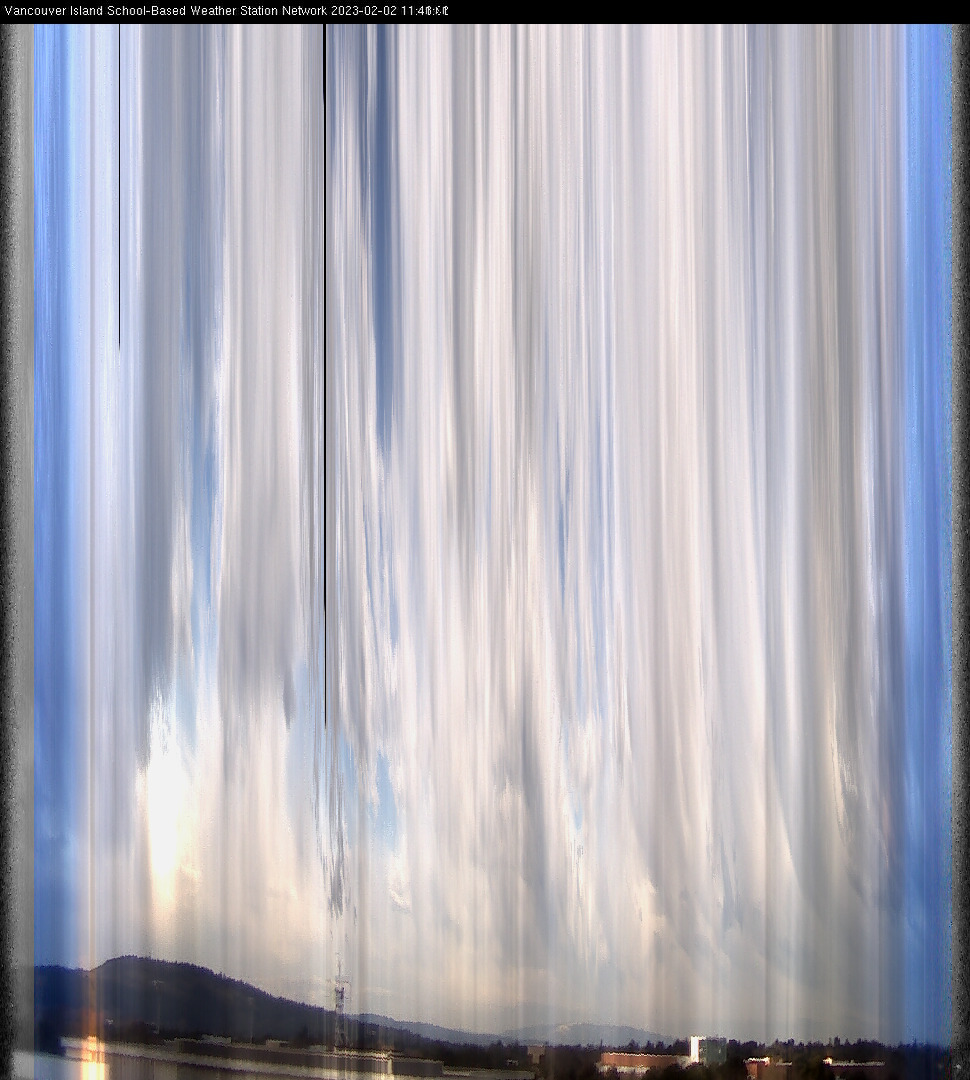 image of the sky seen from UVic, each column of pixels is a different minute, keogram