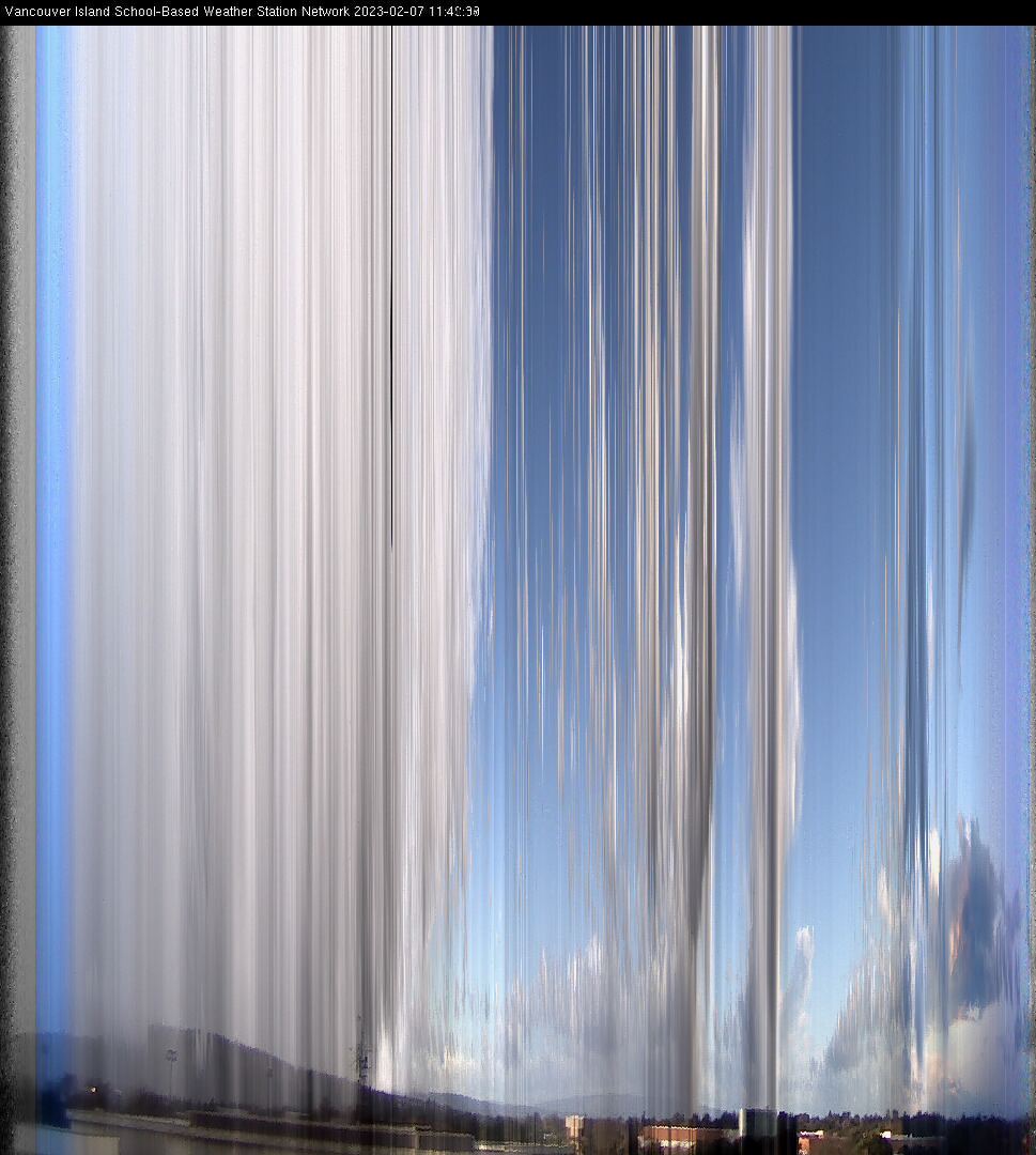 image of the sky seen from UVic, each column of pixels is a different minute, keogram
