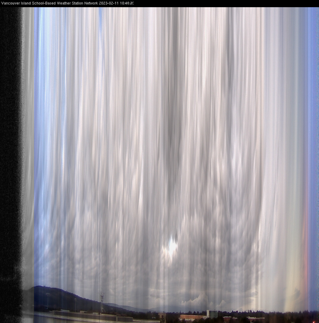 image of the sky seen from UVic, each column of pixels is a different minute, keogram