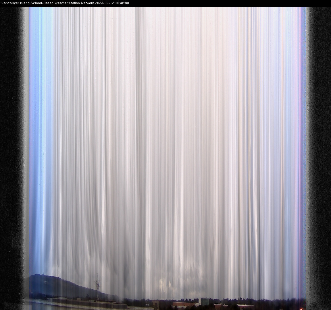 image of the sky seen from UVic, each column of pixels is a different minute, keogram