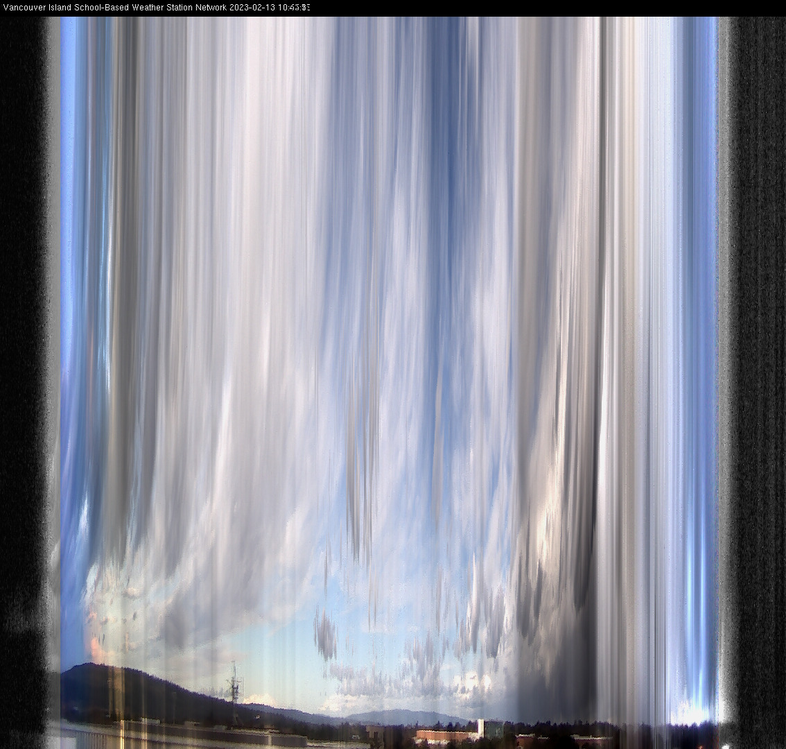 image of the sky seen from UVic, each column of pixels is a different minute, keogram