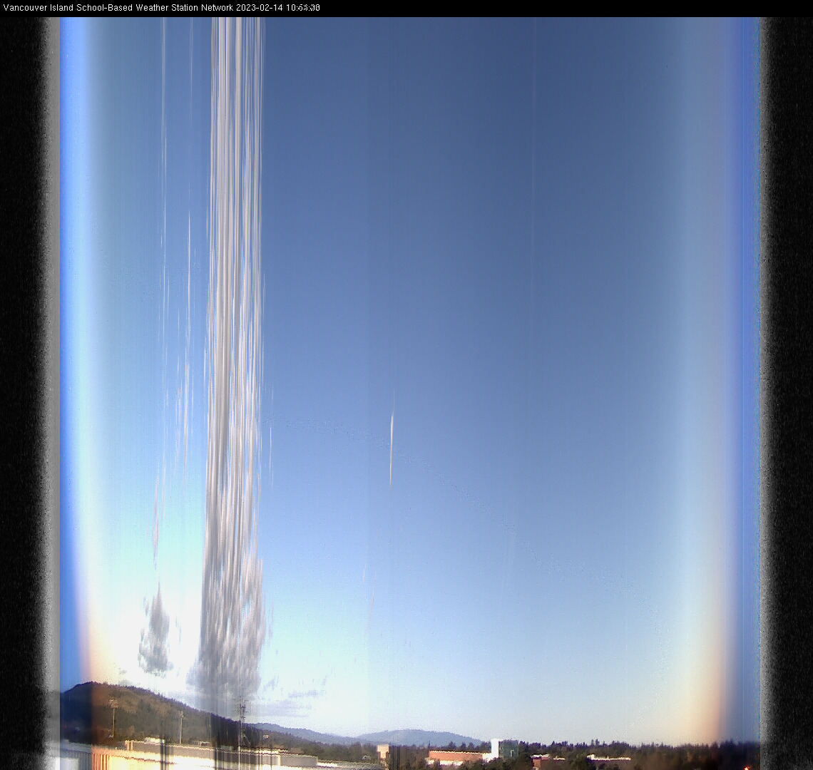 image of the sky seen from UVic, each column of pixels is a different minute, keogram