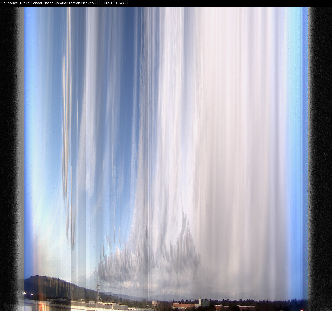 image of the sky seen from UVic, each column of pixels is a different minute, keogram