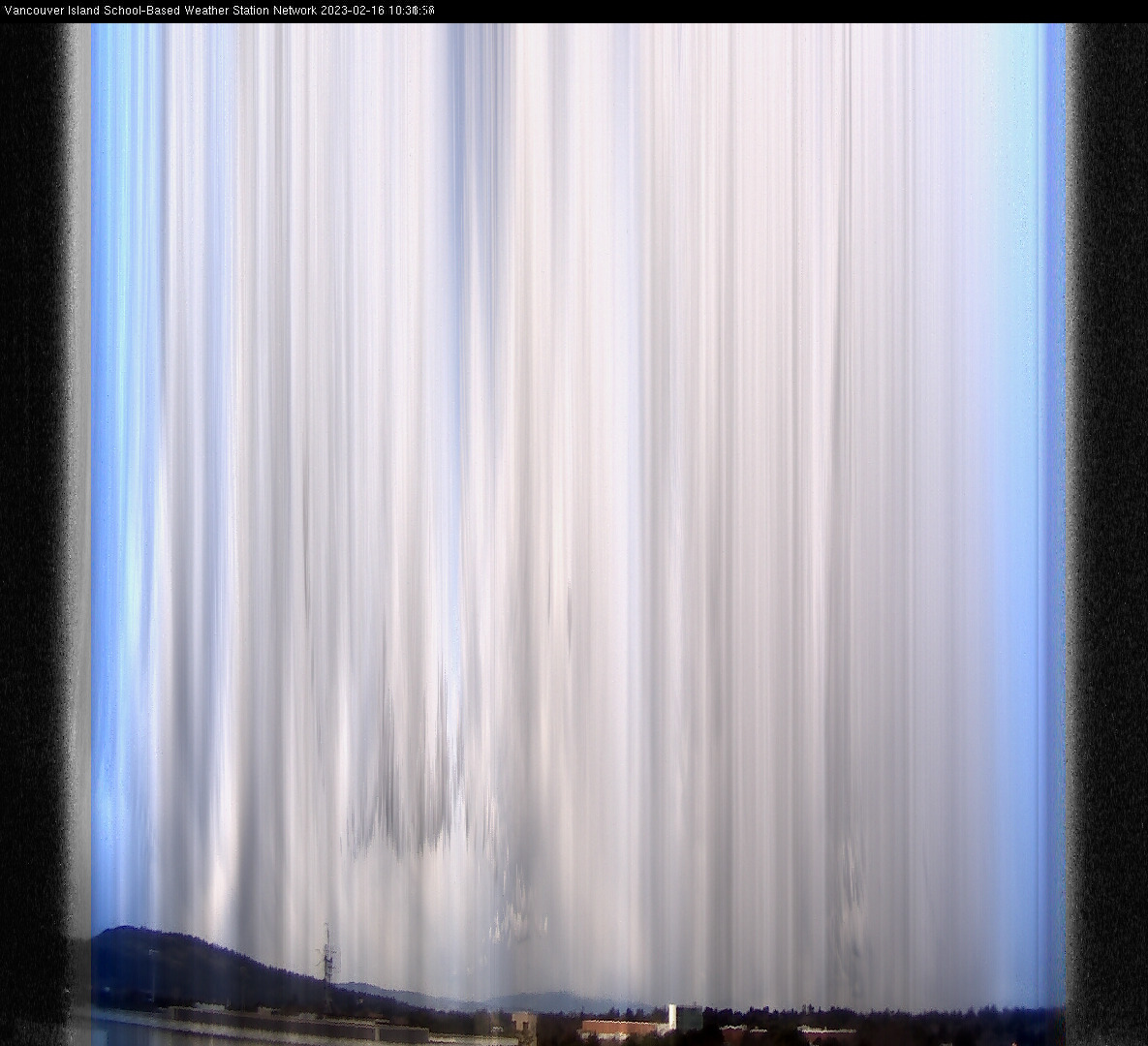 image of the sky seen from UVic, each column of pixels is a different minute, keogram