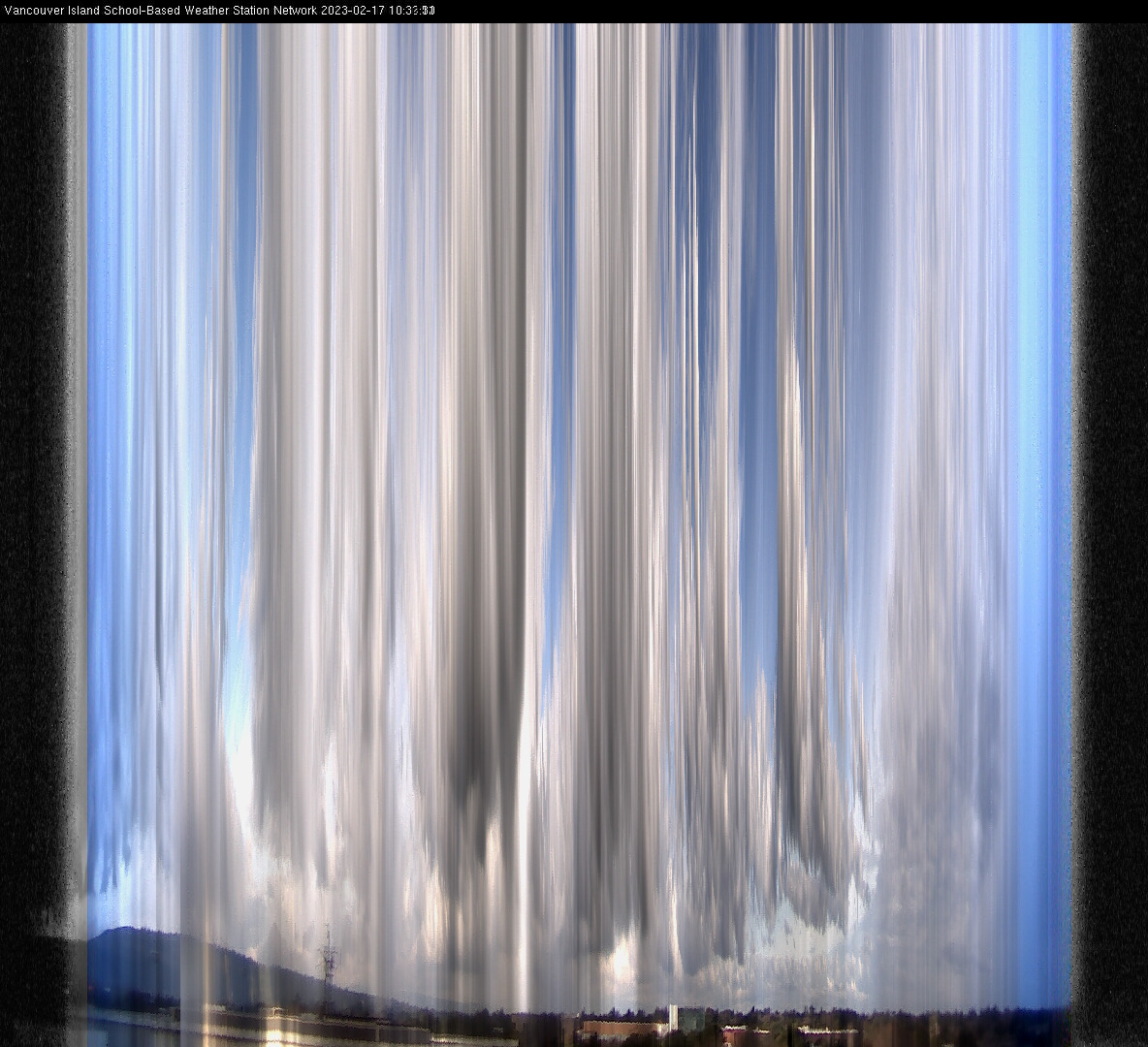 image of the sky seen from UVic, each column of pixels is a different minute, keogram