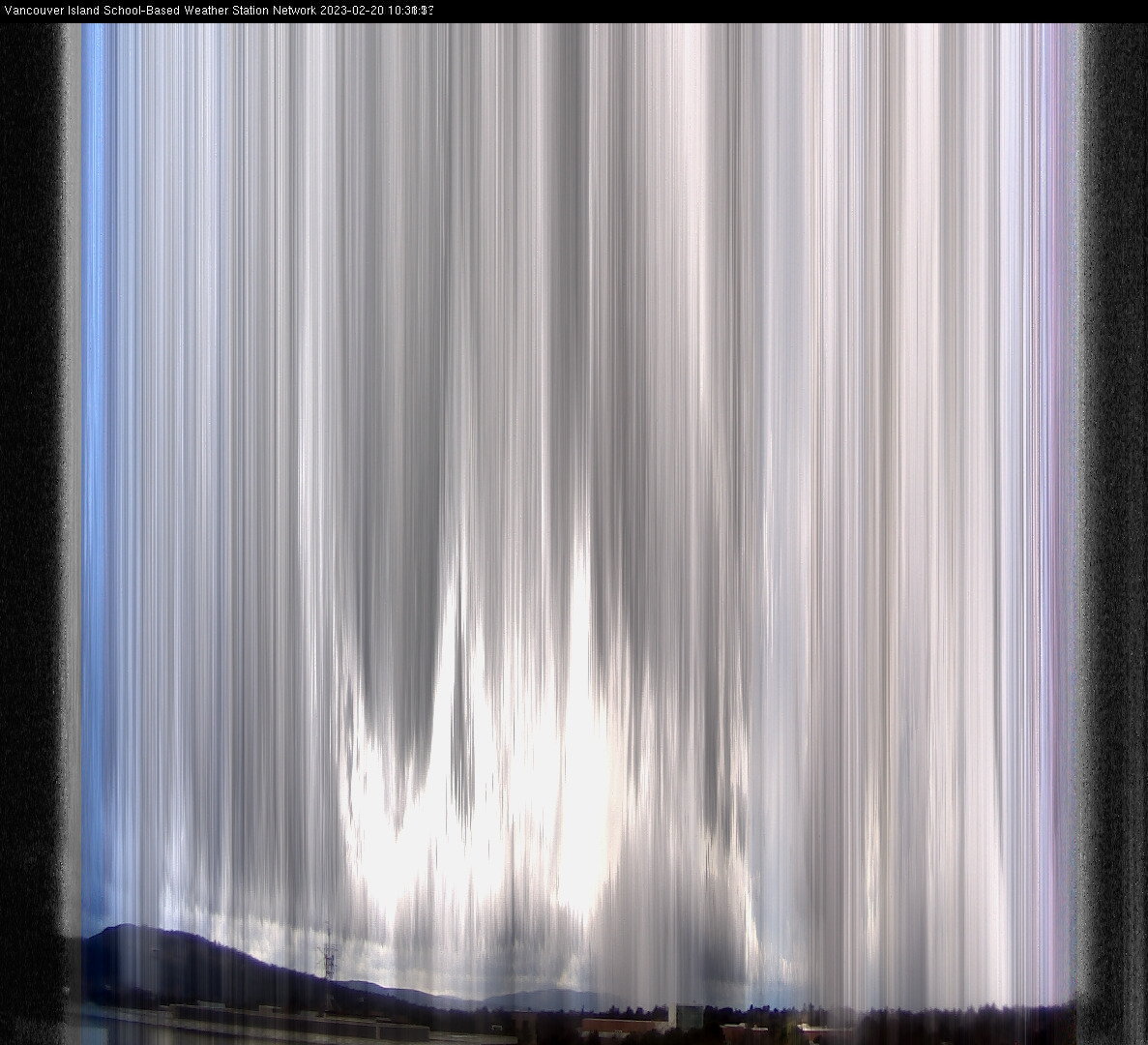 image of the sky seen from UVic, each column of pixels is a different minute, keogram