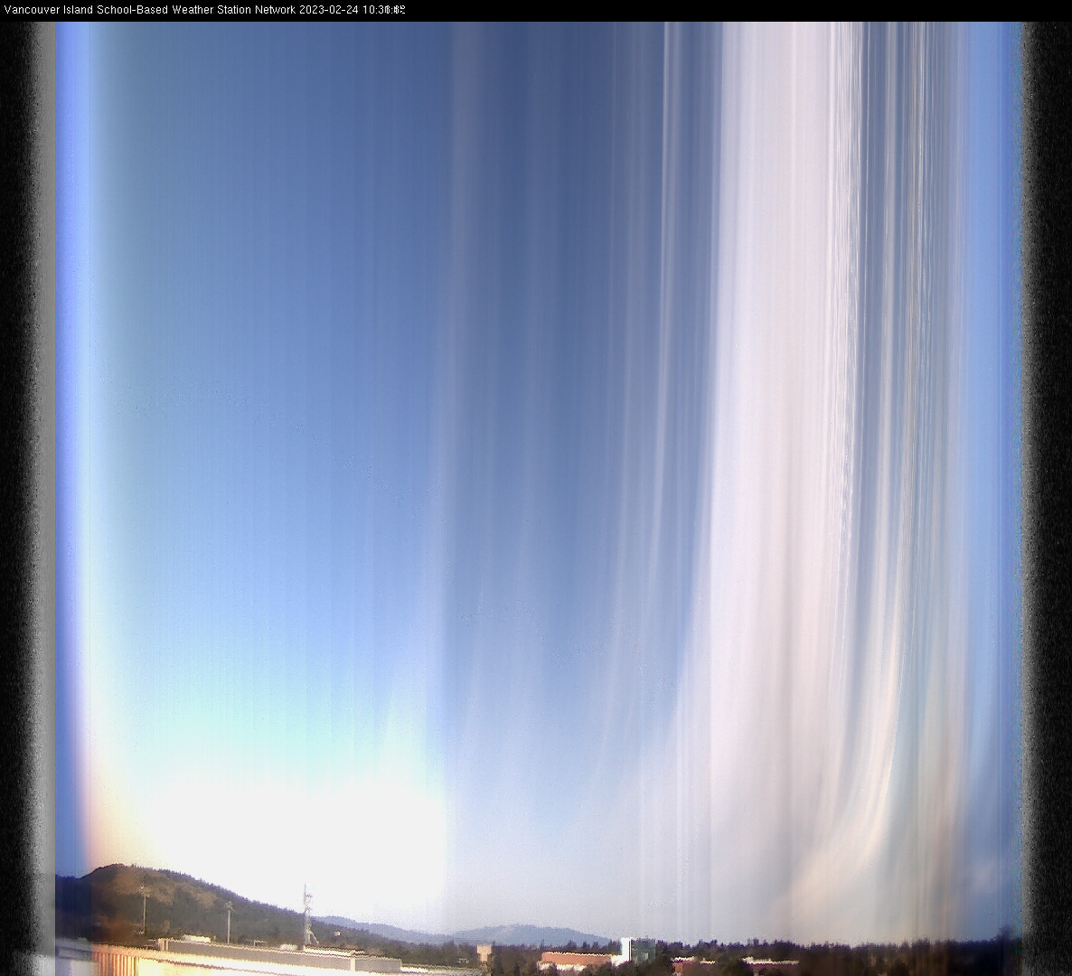 image of the sky seen from UVic, each column of pixels is a different minute, keogram