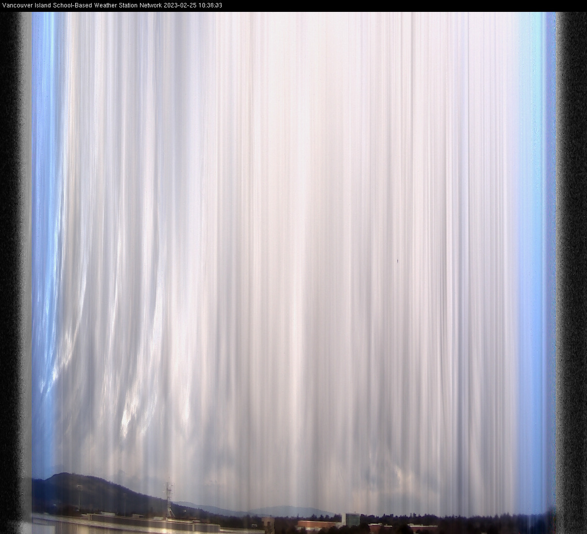 image of the sky seen from UVic, each column of pixels is a different minute, keogram