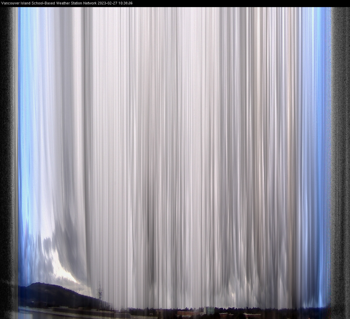 image of the sky seen from UVic, each column of pixels is a different minute, keogram