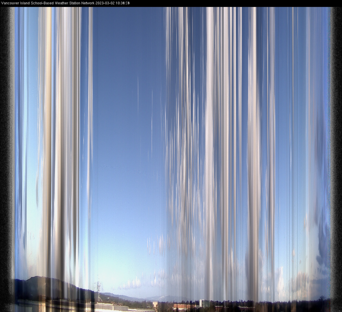 image of the sky seen from UVic, each column of pixels is a different minute, keogram