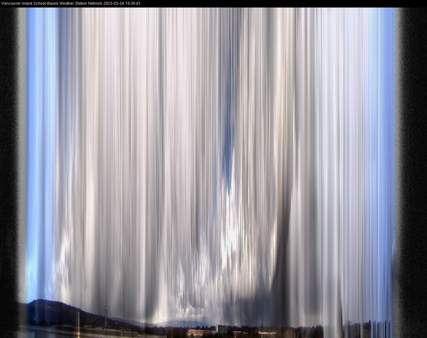 image of the sky seen from UVic, each column of pixels is a different minute, keogram