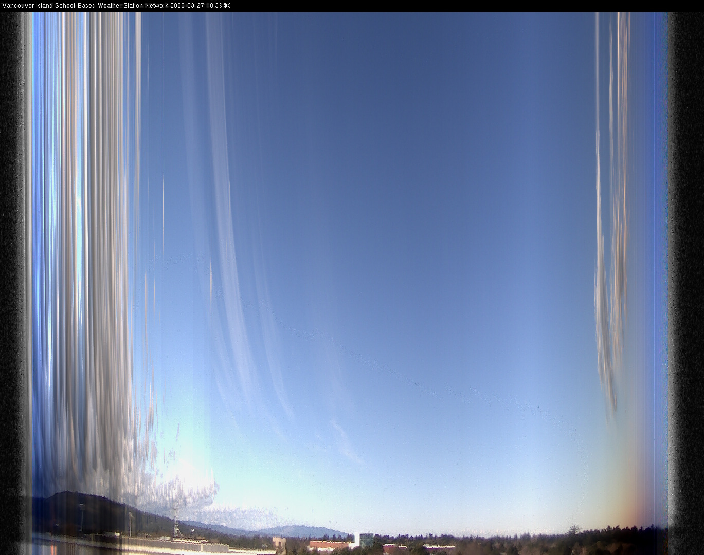 image of the sky seen from UVic, each column of pixels is a different minute, keogram