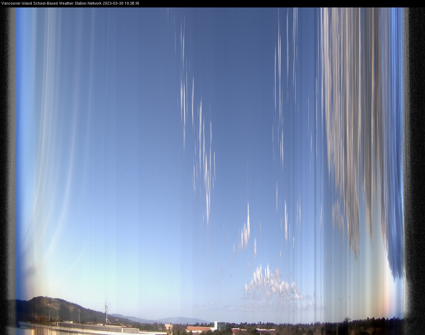 image of the sky seen from UVic, each column of pixels is a different minute, keogram