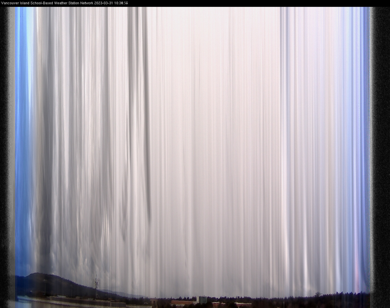 image of the sky seen from UVic, each column of pixels is a different minute, keogram