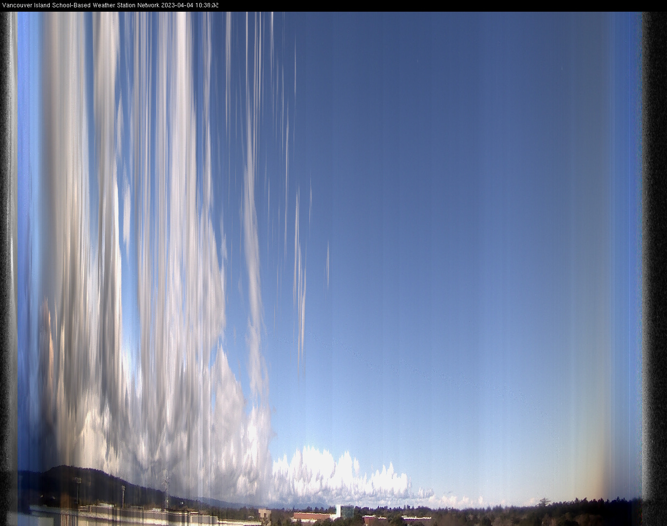 image of the sky seen from UVic, each column of pixels is a different minute, keogram