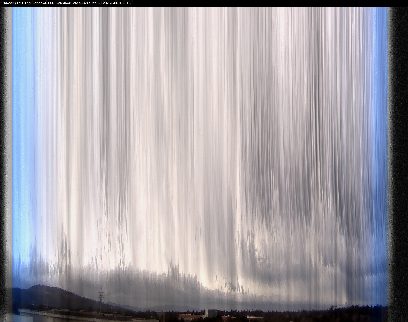 image of the sky seen from UVic, each column of pixels is a different minute, keogram