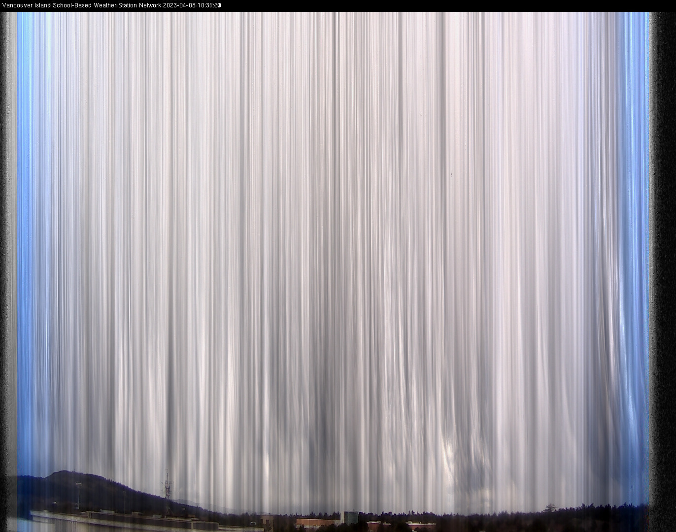 image of the sky seen from UVic, each column of pixels is a different minute, keogram