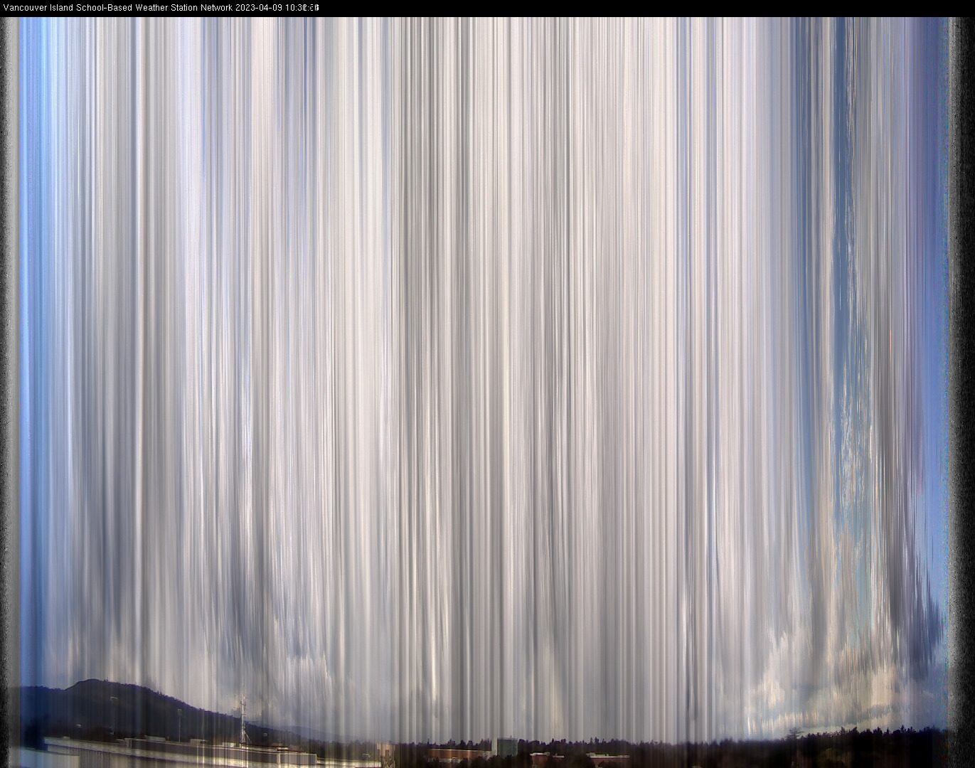 image of the sky seen from UVic, each column of pixels is a different minute, keogram