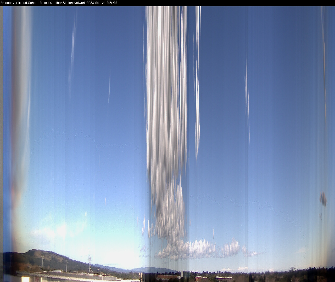 image of the sky seen from UVic, each column of pixels is a different minute, keogram