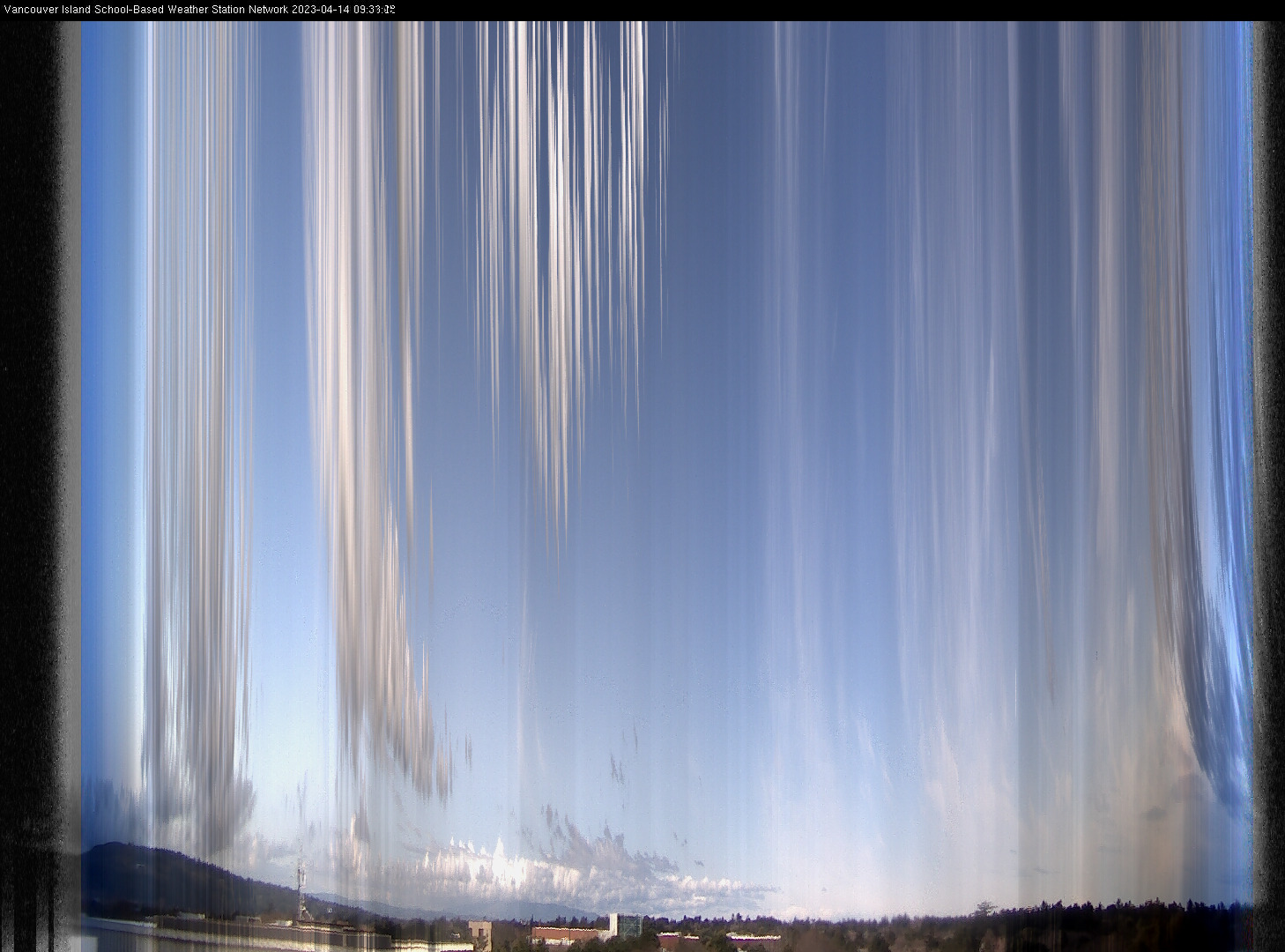 image of the sky seen from UVic, each column of pixels is a different minute, keogram