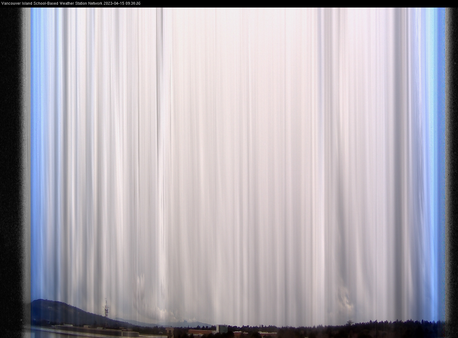 image of the sky seen from UVic, each column of pixels is a different minute, keogram