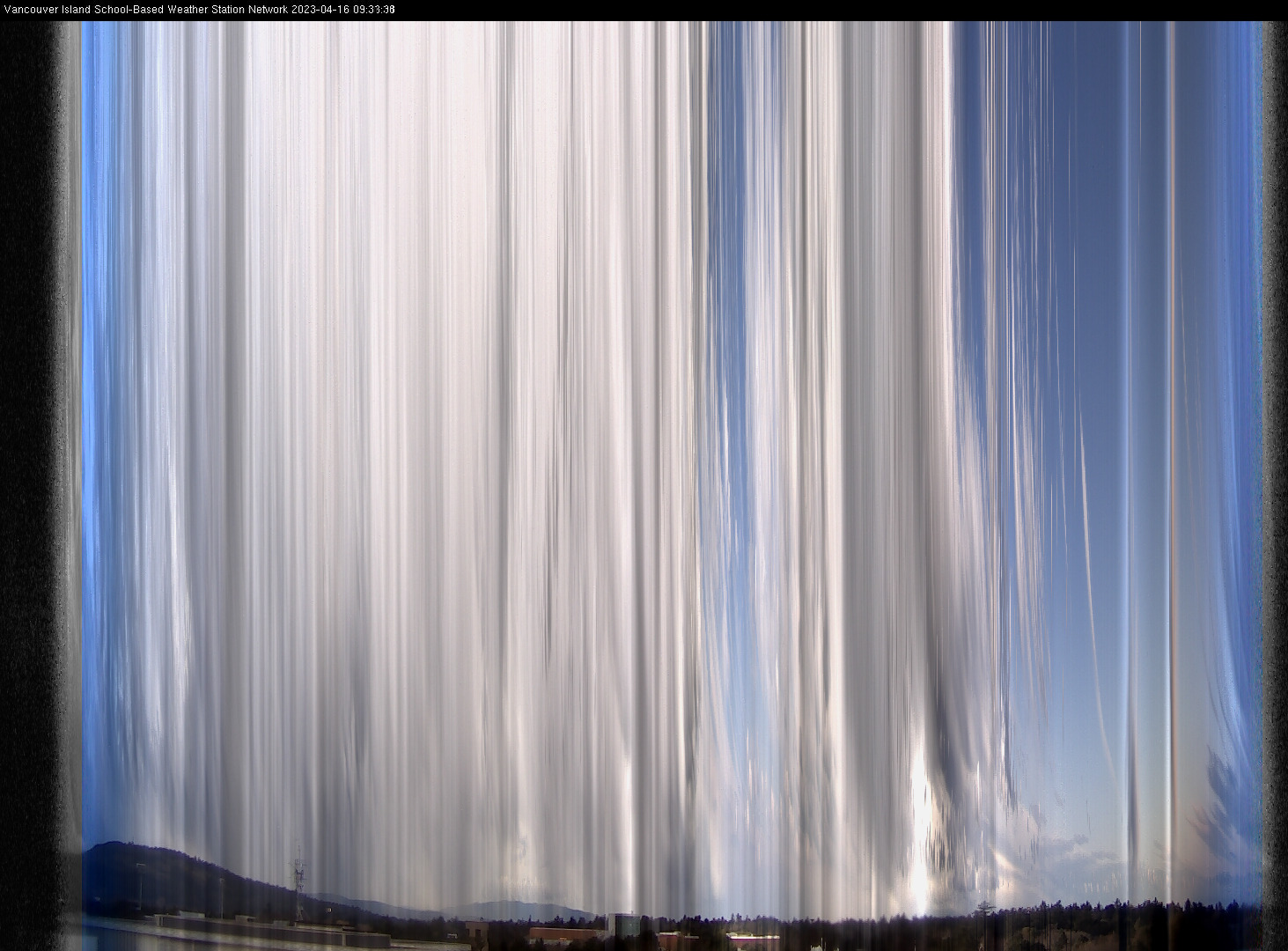 image of the sky seen from UVic, each column of pixels is a different minute, keogram