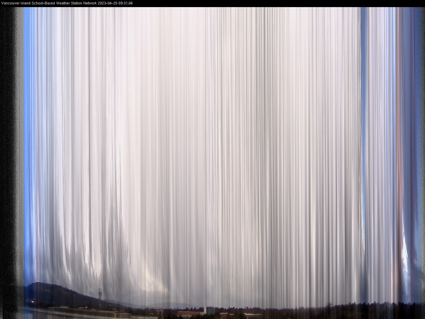 image of the sky seen from UVic, each column of pixels is a different minute, keogram