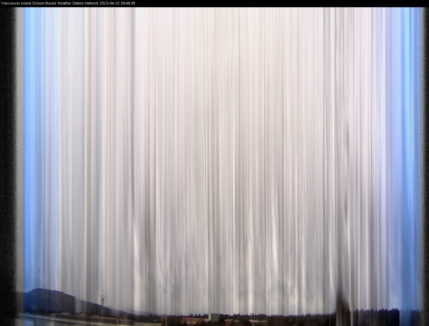image of the sky seen from UVic, each column of pixels is a different minute, keogram