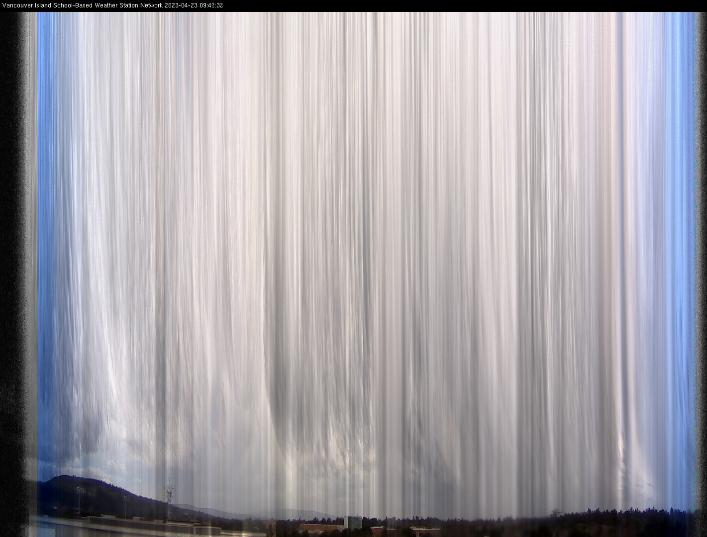 image of the sky seen from UVic, each column of pixels is a different minute, keogram