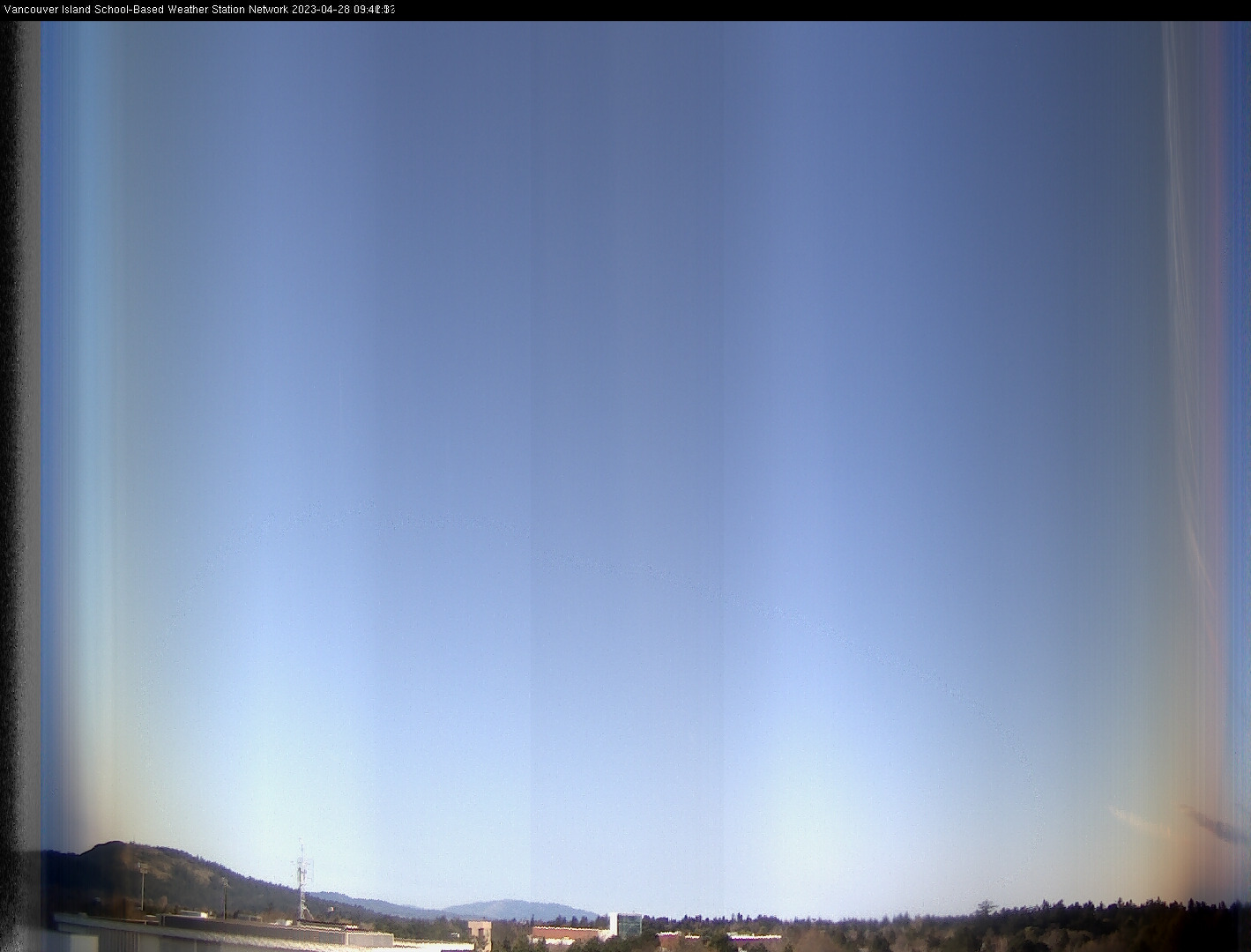 image of the sky seen from UVic, each column of pixels is a different minute, keogram