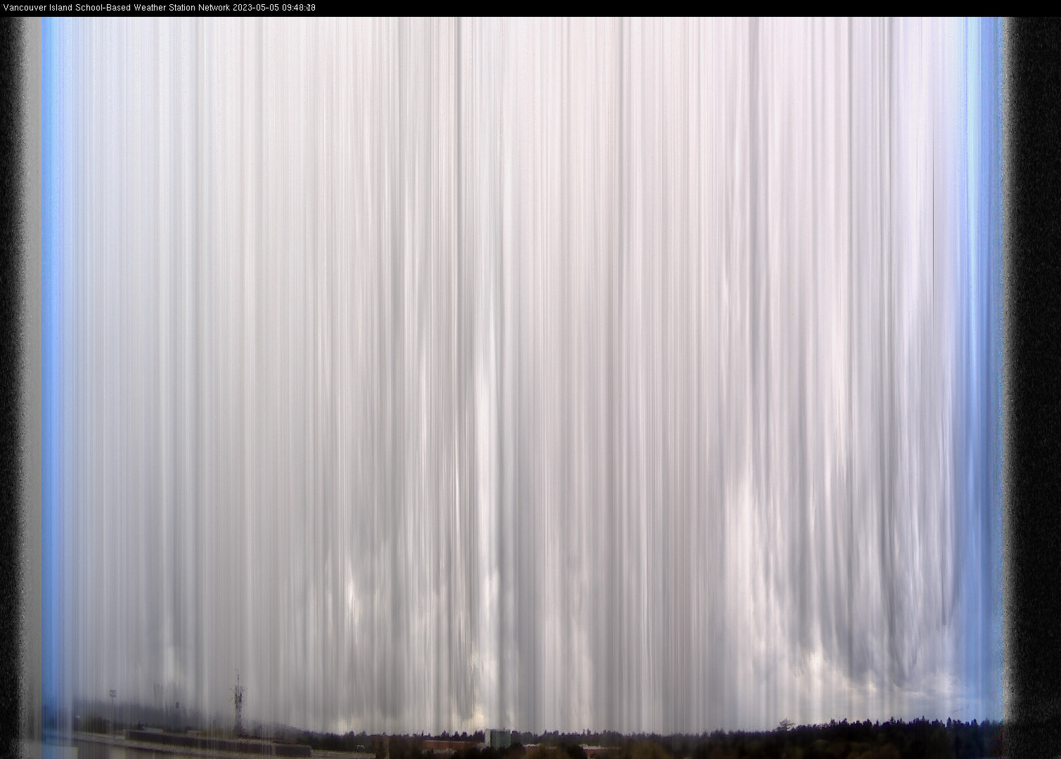 image of the sky seen from UVic, each column of pixels is a different minute, keogram