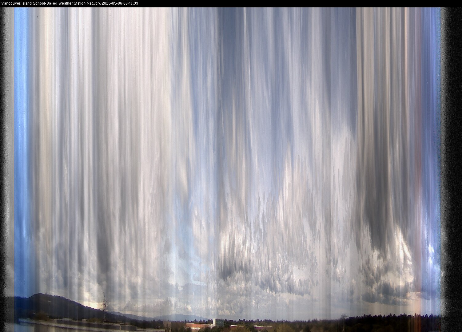 image of the sky seen from UVic, each column of pixels is a different minute, keogram