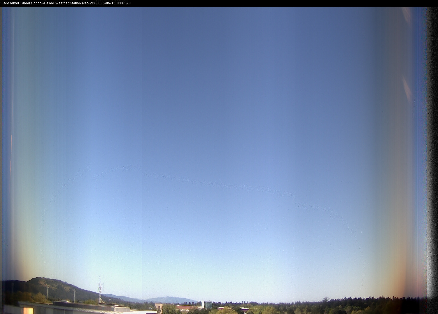 image of the sky seen from UVic, each column of pixels is a different minute, keogram