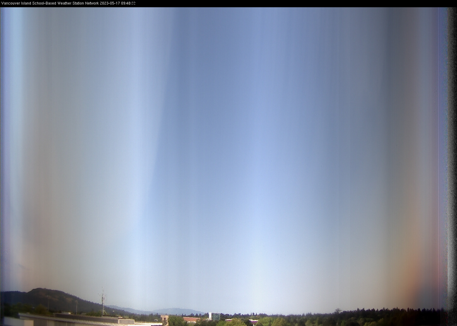 image of the sky seen from UVic, each column of pixels is a different minute, keogram