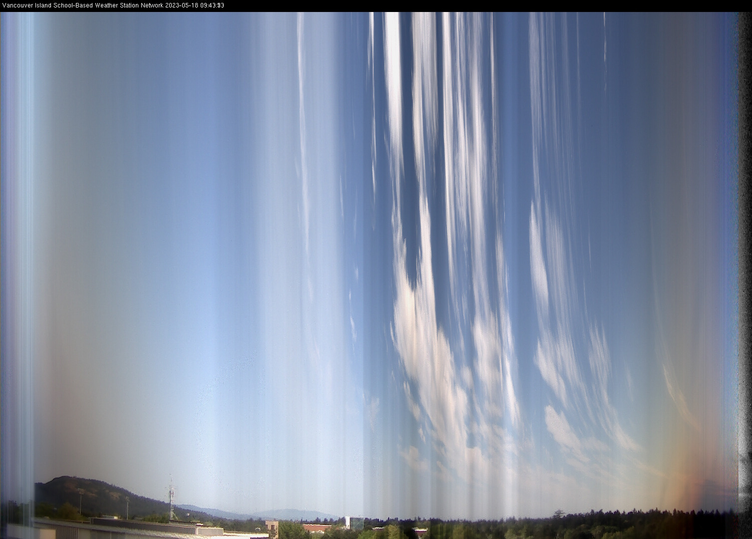 image of the sky seen from UVic, each column of pixels is a different minute, keogram