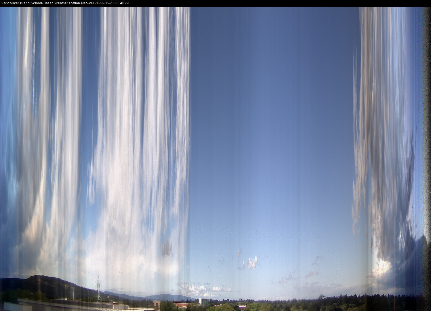 image of the sky seen from UVic, each column of pixels is a different minute, keogram
