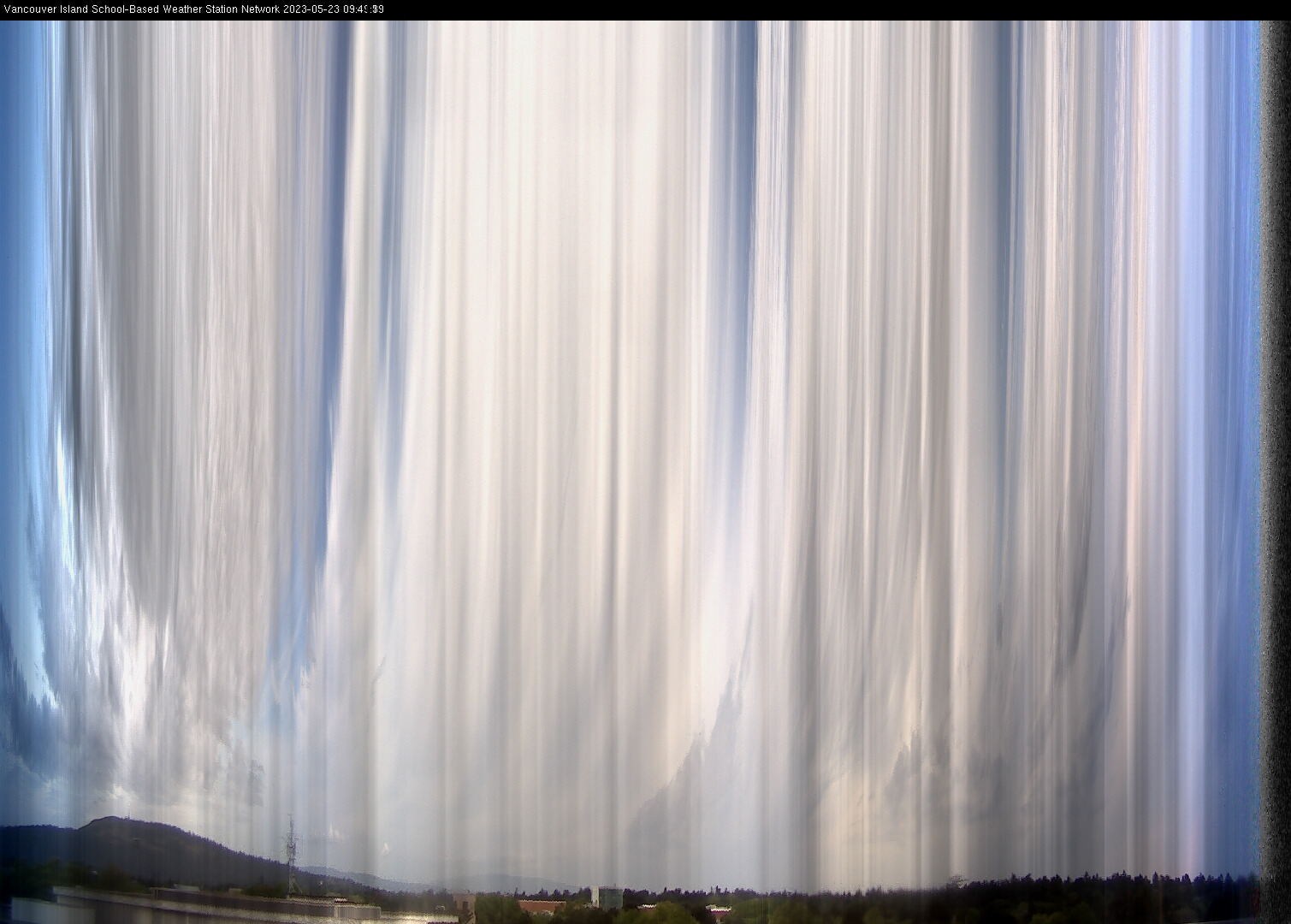 image of the sky seen from UVic, each column of pixels is a different minute, keogram